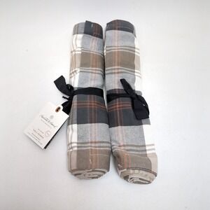 2 Hearth and Hand with Magnolia Tan & Gray Plaid Table Runner‎ 14" x 72"